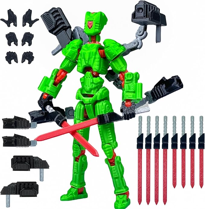 Assembly Completed T13 Action Figure,3D Printed Multi-Jointed Movable, Nova 13 Action Figures Desktop Decorations for Game Lovers Toy (Green)