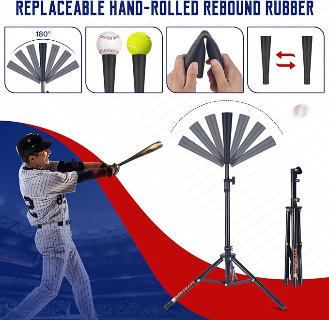 Baseball Softball Tee Batting Tee for Hitting T tee Ball Set Stand Baseball Softball Hitting Pitching Screen Net for Kids Teens Batting Net Set Training Equipment W/Carry Bag for Outdoor