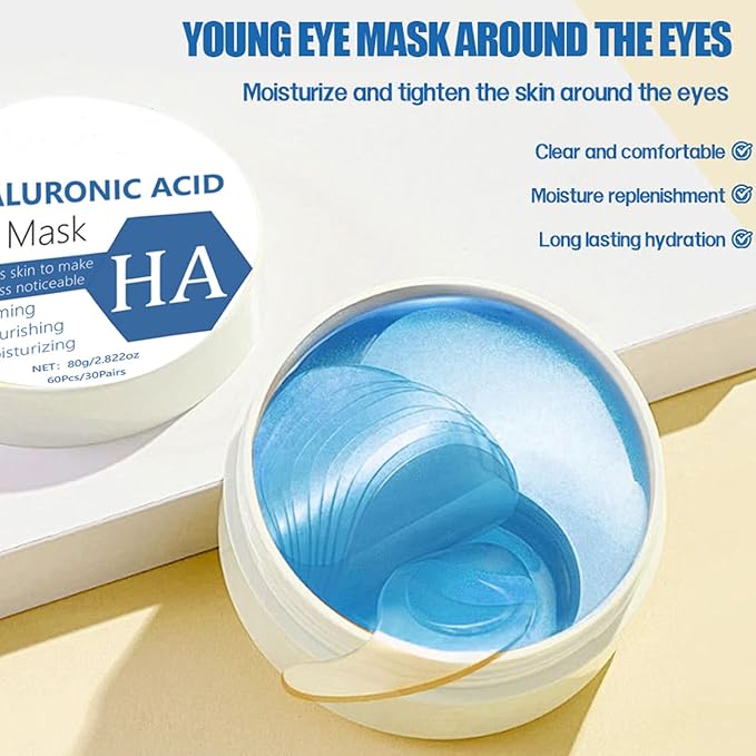 firstfly 60 PCS Under Eye Patch Masks, for Dark Circles, Puffy Eyes, Reduces Fine Lines, Wrinkles, Eye Bags with Collagen & Hyaluronic Acid - Day & Night Skincare Pads,Hydrating & Cooling