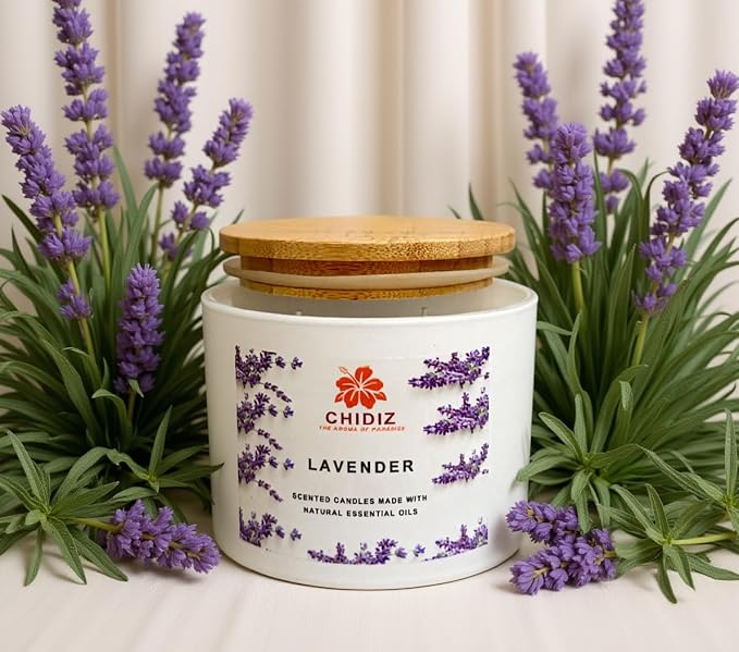 Lavender Soy Scented Candles | Large 1 Wick Jar Candle | Up to 45 Hours Burning Time | Relaxing Aromatherapy Candles | Housewarming Gift for Women and Men (Medium, Lavender)