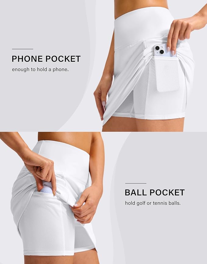 16'' Skorts for Women with 4 Pockets High Waisted Golf Skirt | Built-in Shorts, Stretch, A Line, Pickleball, Athletic, Casual, Tennis Skirt