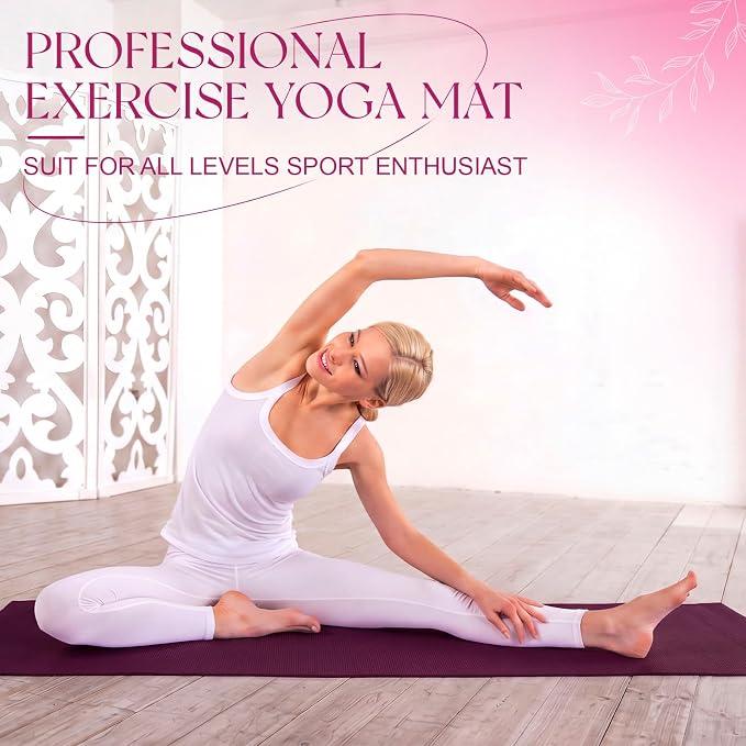 3 mm Thin Yoga Mats Bulk, Lightweight PVC Exercise Mats Non Slip Workout Fitness Pads for Yoga Pilates Stretching Classes Gym Home Studio, Easy to Clean