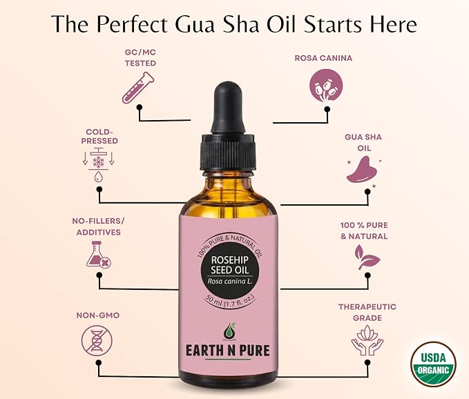 Earth N Pure Rosehip Seed Oil | 100% Pure Natural Cold Pressed Carrier Oil | Premium Quality for Face, Hair, Skin, Nails, Body Massage & DIY Beauty Care | Hexane Free | 50ml