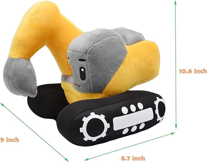 Soft Excavator Stuffed Construction Toy Super Cute Plush Digger Trucks Excellent Gifts for Kids or Birthday Party 11 Inches