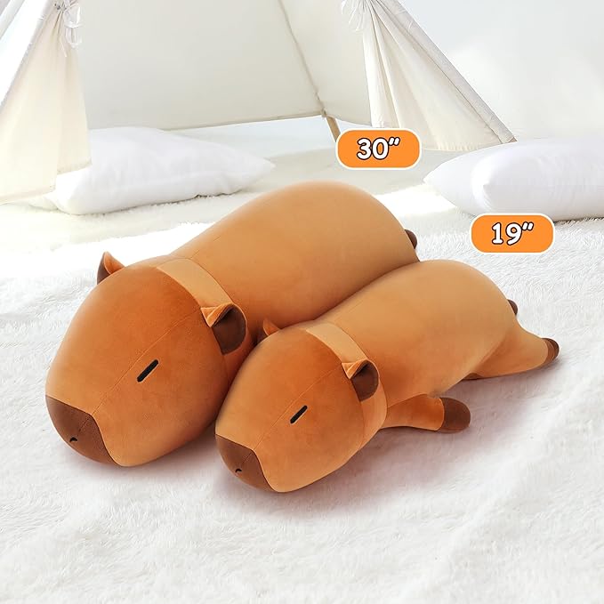 Auspicious beginning 19'' Large Capybara Plush Stuffed Animal- Cute Capybara Plush Pillow Plushies, Big Sleeping Hugging Stuffed Animal, Cute Body Pillow Birthday Gifts for Kids Girls Boys