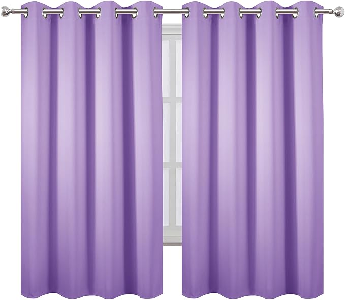 LEMOMO Lavender Blackout Curtains 52 x 63 Inch Length/Set of 2 Curtain Panels/Thermal Insulated Room Darkening Blackout Curtains for Bedroom