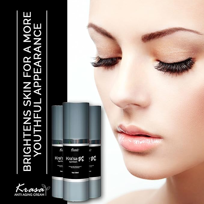 Kra'sa Vi Eye Cream - Reduce Wrinkles, Dark Circles, Under Eye Bags, Puffiness - Anti-Aging Eye Cream - Lightweight, Non-Greasy, Alcohol-Free Formula - Lasting Results