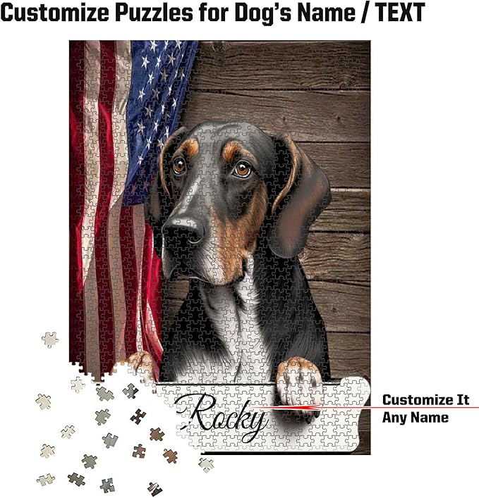 Custom Wooden Jigsaw Puzzles with Your Dog's Name on Australian Hound Art Print - 300 500 1000PCS Puzzles Game and Home Wall Decor