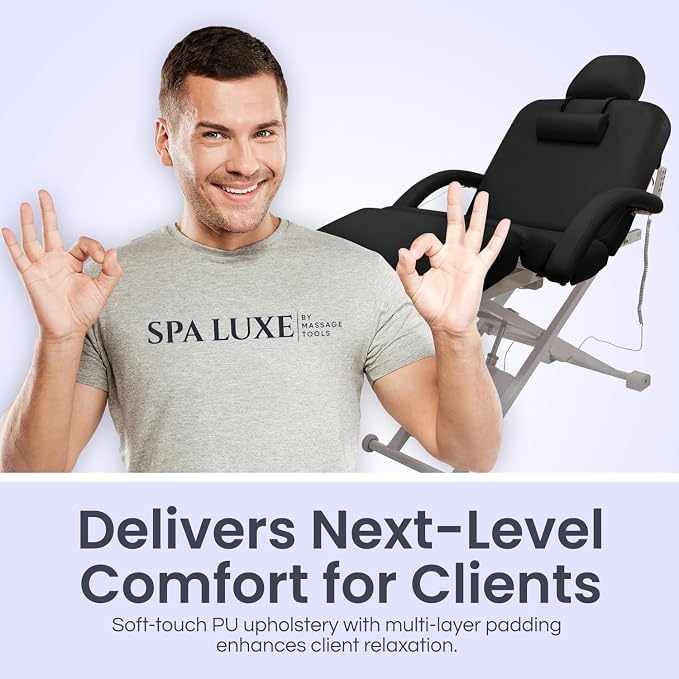Electric Massage, Spa, and Treatment Table with Salon Top - Adjustable Height, Backrest, and Knee Section, Foot Control, ADA Compliant Treatment Table for Professionals