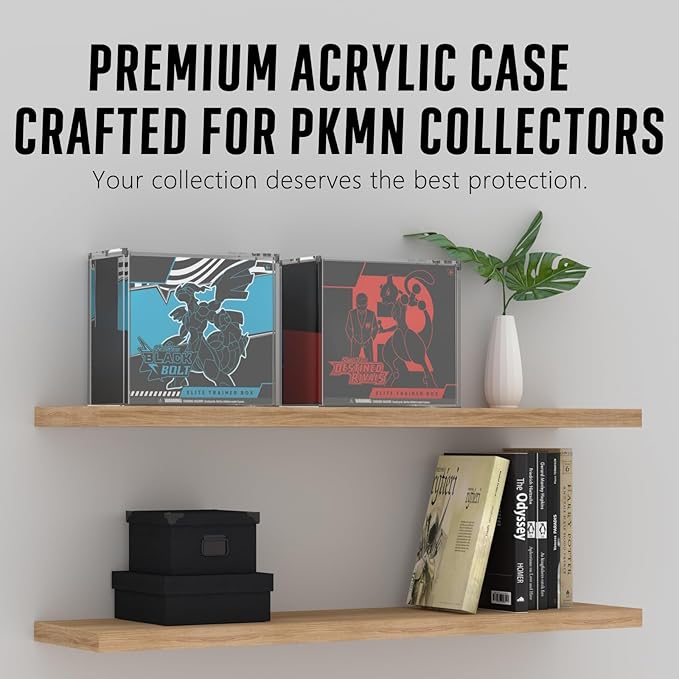 Acrylic ETB Protector Case Magnetic Ultra Thick 8mm + 5mm Elite Trainer Box Acrylic Display Case Stackable Hard Compatible with PKMN Elite Trainer Boxes with Strong Magnets Easy Top Loading