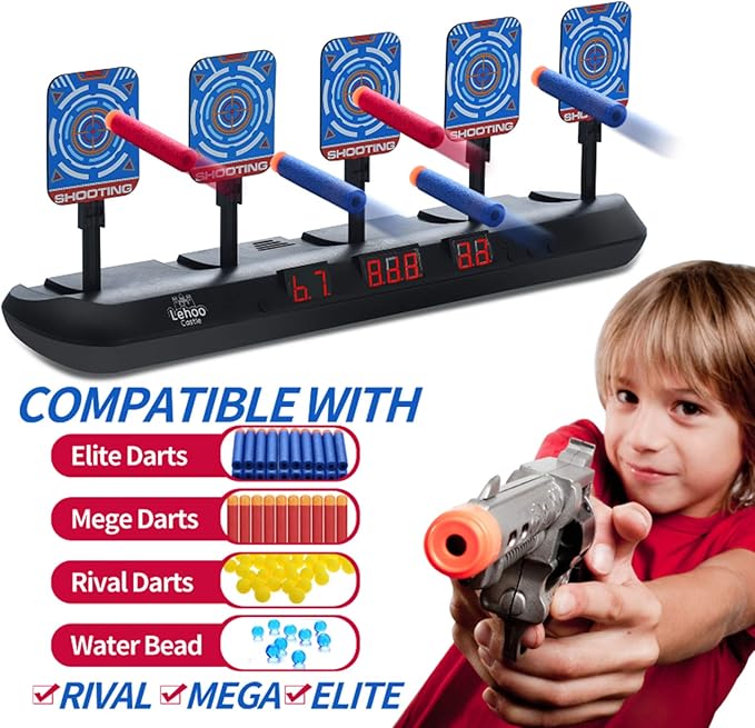 Lehoo Castle Shooting Targets for Nerf, 5 Targets Shooting Games for Kids, Digital Scoring for Nerf Guns Target, Gifts for 5 6 7 8 9 10 Year Old Boy