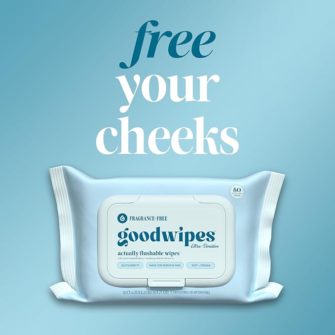 goodwipes Flushable Wipes Bulk Pack, Fragrance-Free Adult Wet Wipes for Women & Men, Toilet & Bathroom Essentials, Extra Large, 418 Count (8 Packs and 1 Travel Pack)