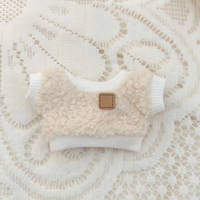 Clothes Set for Dolls Accessoriess (No Doll), Cute Kawaii Outfit Set 5 Pieces for 15cm 17cm Doll, Dress Up Doll Clothing Set Replacement with Hat Glasses Sweater Shoes