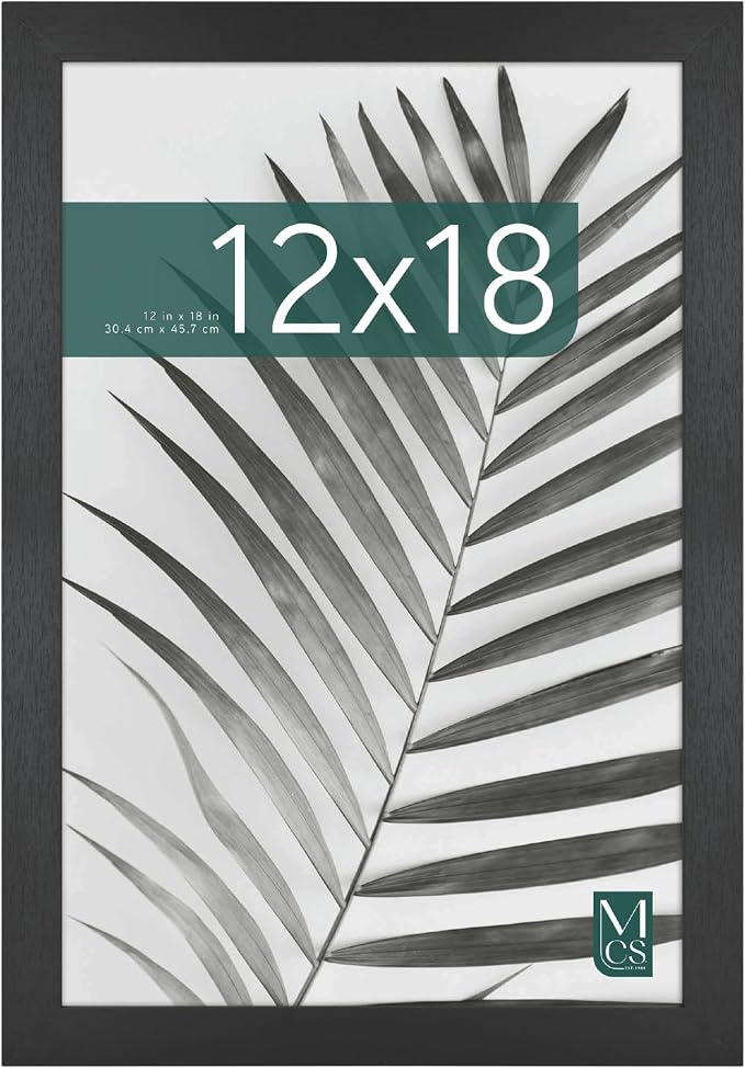 MCS Studio Gallery 12x18 Picture Frame Black Woodgrain Engineered Wood, Rectangle Photo Frame for Photos, Posters & Art Prints (1-Pack)