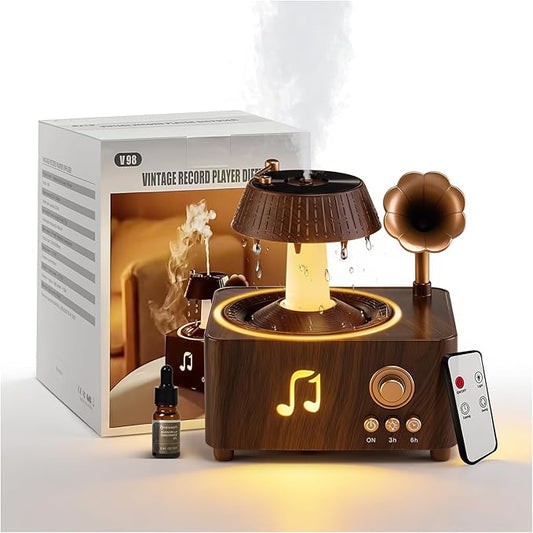 Aromatherapy Diffuser Oil Humidifier with Essential for Home, 250ml Rain Ultrasonic Aroma Diffuser. 7 Colors Light Waterless Auto Off with Remote Control for Large Room Office, Dark Wood Grain Gifts