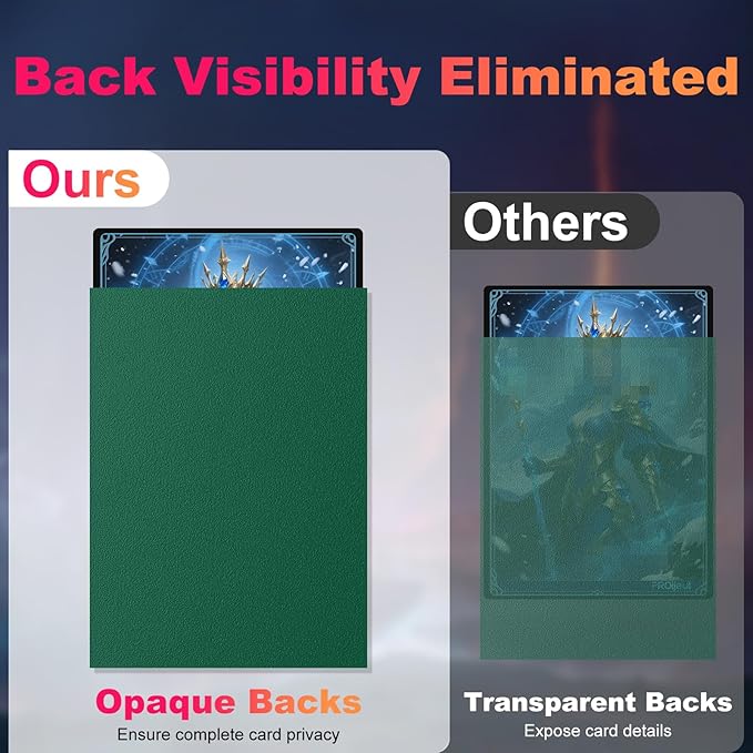 200 Pack Card Sleeves, Matte Dual Trading Card Sleeves with Opaque Back & Smooth Shuffle, Tear Resistant Card Protectors for MTG, TCG and Game Cards (Metallic Green)