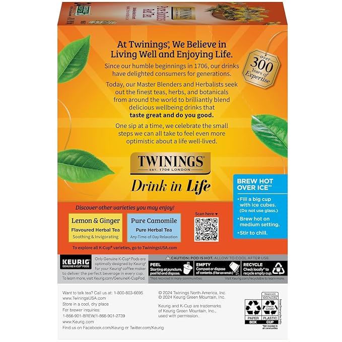 Twinings of London Pure Rooibos Herbal Tea K-Cups for Keurig®, 24 count (Pack of 4)