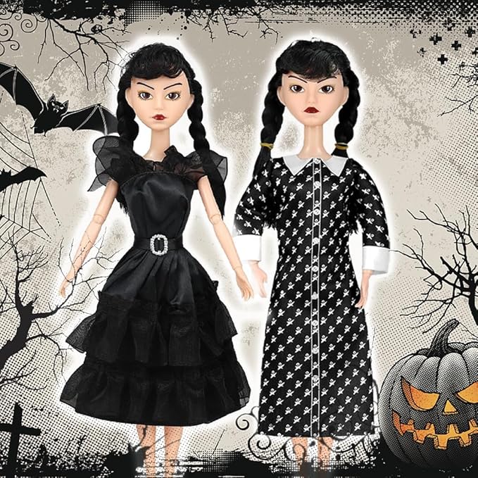 Dumwick 11.5'' Adams Doll with Gift Box, High Heels, Black Dress, and Hair, Perfect Christmas and Birthdays Toy Gift for Girls & Fans(B1)