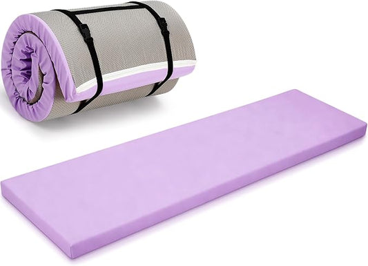 Lyrow 2 Inch 72"x24" Thick Foldable Yoga Mat with Carry Strap, Non-slip Portable Foam Gym Mat for Yoga, Pilates and Stretching