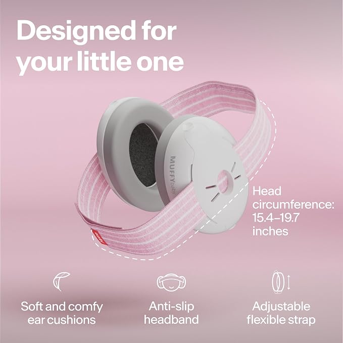 Alpine Muffy Baby Ear Protection for Babies and Toddlers up to 36 Months - CE & ANSI Certified - Noise Reduction Earmuffs - Comfortable Baby Headphones Against Hearing Damage & Improves Sleep - Pink