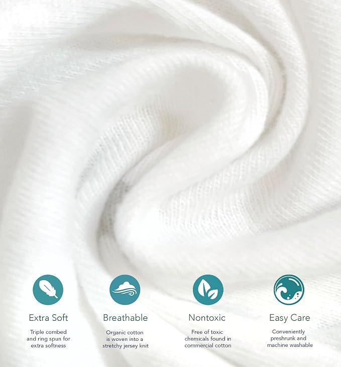 100% Organic Cotton Fitted Sheets Perfectly Compatible with Graco Pack n Play, Babyletto, Pamo Babe, Hiccapop, Dream on Me, Evenflo, Baby Trend Portable/Mini Crib/Playards. 2 Pk