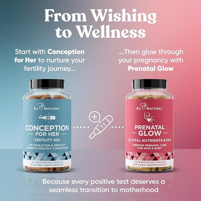 Eu Natural Conception for Her Fertility Supplements for Women - Ovulation, Hormonal Balance & Regular Cycle Support - Myo-Inositol, Folate, Folic Acid & Vitex - 120 Vegetarian Capsules