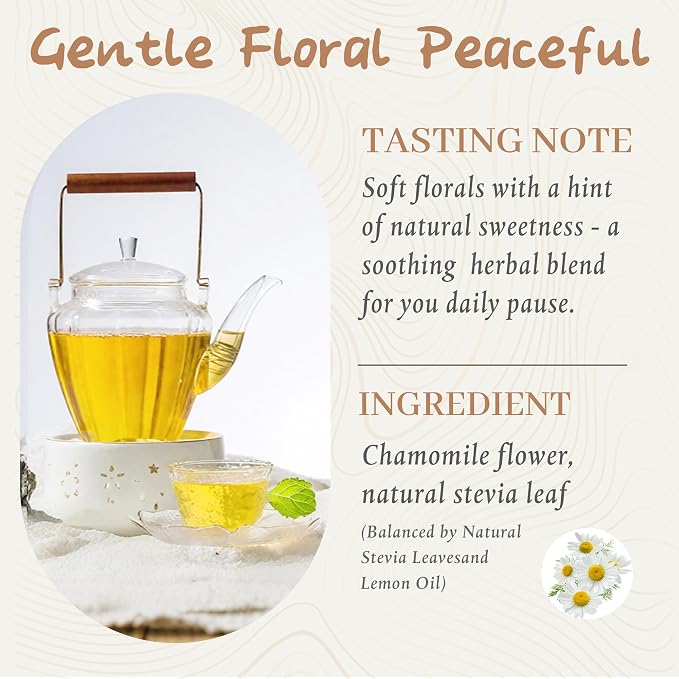 Johou Chamomile Herbal Tea Pods, Specially Ground Pure herb, Full-Flavor, Compatible with All K-Cup Brewers & Keurig 2.0, 24 pods, Caffeine Free Sleep time Tea, Made in Taiwan