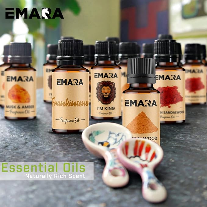 EMARA All Natural Earthy I'm King Essential Oil for Diffusers, Skin Care, Aromatherapy Fragrance Oil, Organic Therapeutic Grade 15 mL (1/2 fl oz)