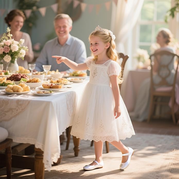 THEE BRON Mary Jane Ballet Flats - Girls' Dress Shoes with Hook & Loop Closure