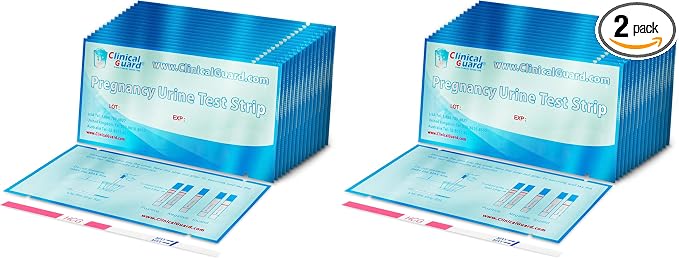 Clinical Guard 50 Pregnancy Test Strips - Sensitive & Accurate Measurement Within 5 mins - Early Detection Pregnancy Test Strip - Easy to Use for Home Tests - HCG Test Strip Kit (Pack of 2)