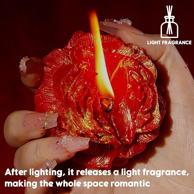 Low Temperature Candles Glitter Red Peony Flower Home Scented Candle Kit Pure Natural Soybean Oil Candle Aromatherapy Romantic Wax Play Candle for Lovers Couples
