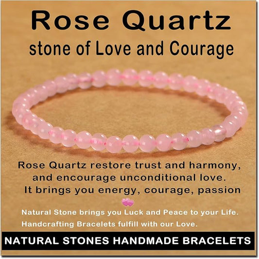 AD Beads Handmade Gemstone Stretch Elastic Bracelet Crystal Healing Reiki Nature's Beauty and Spiritual Essence Unisex