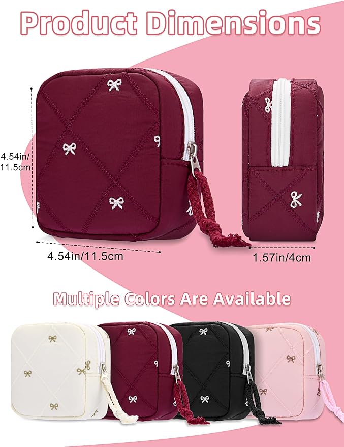 Period Bag for Girls, Quilted Period Pouch for Women, Sanitary Napkin Storage Bag Menstrual Pad Pouches Tampon Holder for Purse Pad Bag Gifts for Teen Girls(Red)