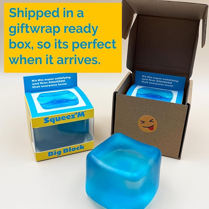 Premium Big Block Squeez'M Cube – 35% Larger Than The Standard Squishy Cube, Toy for Kids & Adults - Sensory Fidget for Stress Relief, Focus & Play – Colorful, Durable, Gift-Ready – ASTM Certified 3+