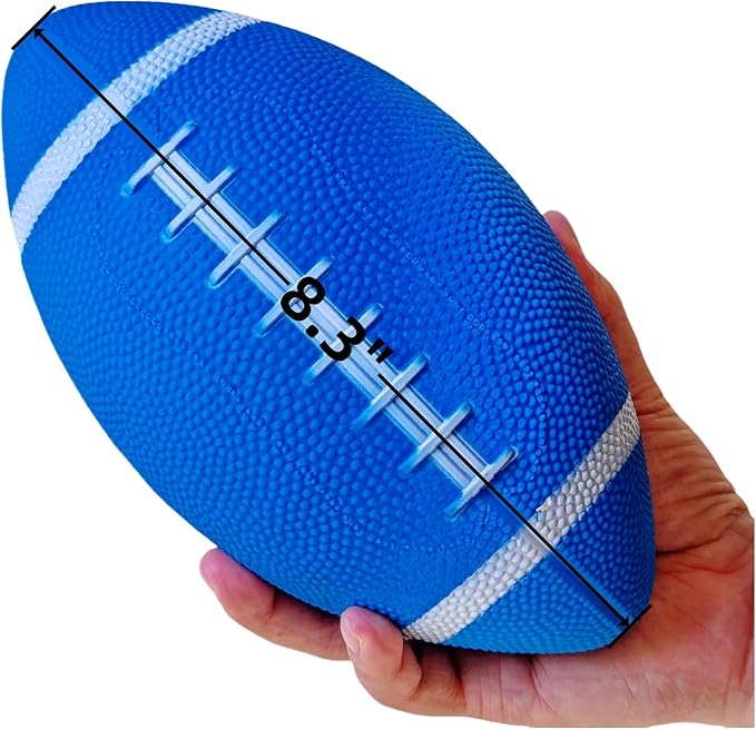 6 Pack 9" Mini Inflatable Rubber Footballs Party Favors, Small Peewee Size Footballs for Kids, Junior Outdoor and Indoor Games - Sports Balls Playground Ball with Pump and Kicking Tee