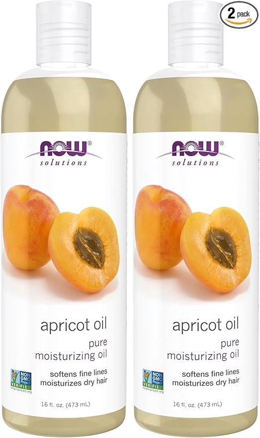 NOW Solutions, Apricot Kernel Oil, Hair Moisturizer, Rejuvenating Skin Oil, Softens Fine Lines, 16-Ounce (Pack of 2)
