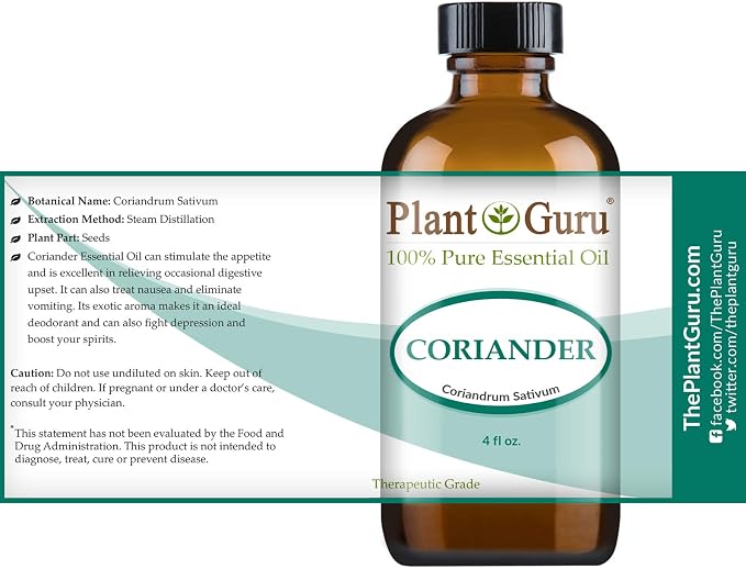 Coriander Essential Oil 4 oz 100% Pure Undiluted Therapeutic Grade.