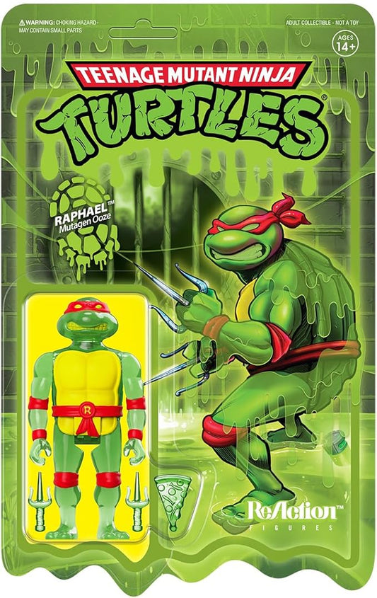 Super7 Teenage Mutant Ninja Turtles Raphael (Mutagen Ooze) Reaction Figure - 3.75" TMNT Action Figure with Accessories Classic Cartoon Collectibles