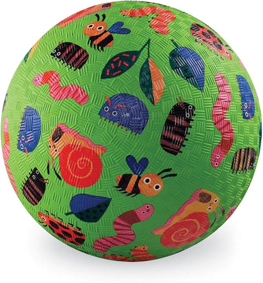 Crocodile Creek Playground Ball - Durable Rubber Ball for Kids Ages 3 and Up - Bouncy Inflatable Ball for Kickball, Indoor Games, and Outdoor Sports - PVC-Free - Garden Friends - 5-inch Diameter
