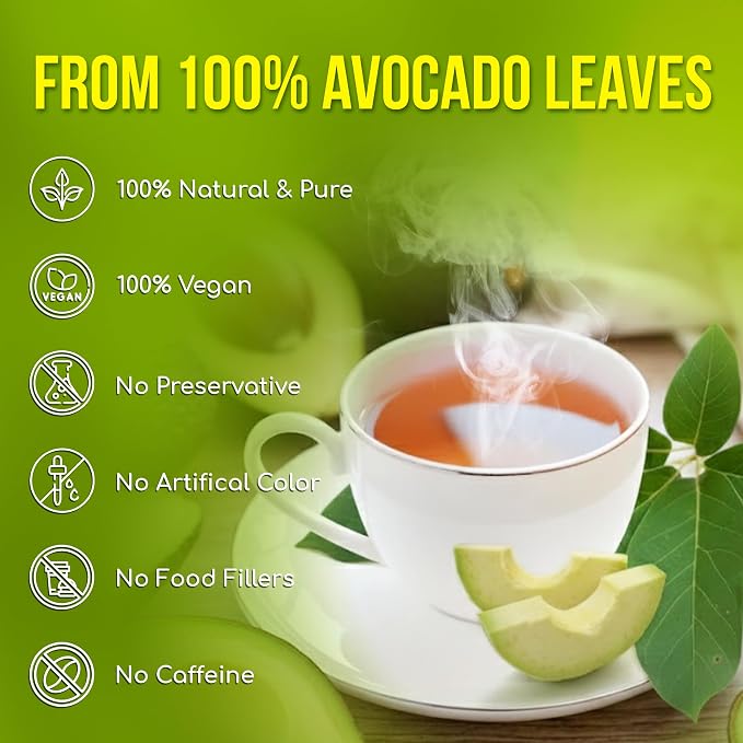 FreshDrinkUS, Avocado Leaf Tea Bags | 40 Count | Premium Dried Avocado Leaves Herbal Tea – Caffeine Free Botanical Tea – Fresh, Smooth & Earthy Flavor. Sugar Free. Vegan