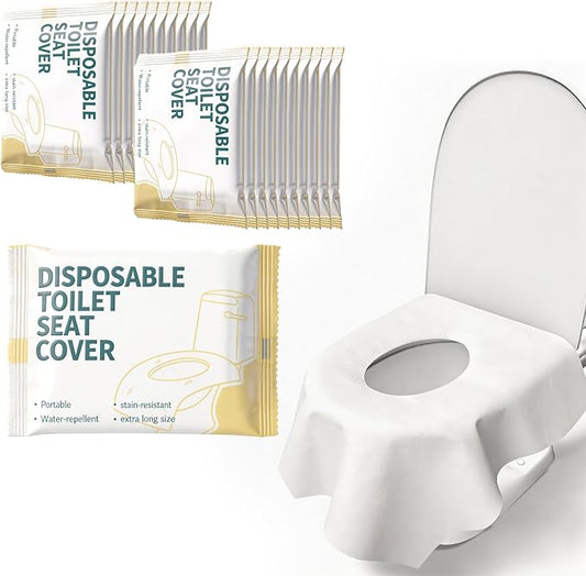 Toilet Seat Covers Disposable for Travel Waterproof 24.4x25.6in Potty Training Cover 20Pcs Individually for Public Restrooms Airplane Non Flushable