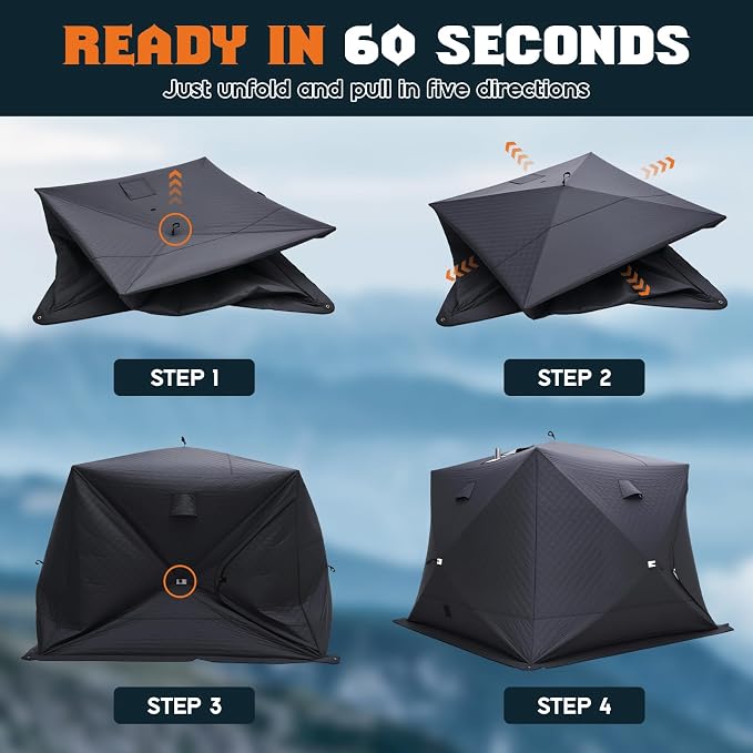 Albott Outdoor Sauna Tent with Wood Burning Stove, 4-6 Person Portable Sauna Tent, 8.2 x 8.2 x 6.7 FT, 3-Layer Thermal Oxford Fabric, Pop-Up Setup, Open-View Windows, Ground Nails & Wind Ropes, Grey