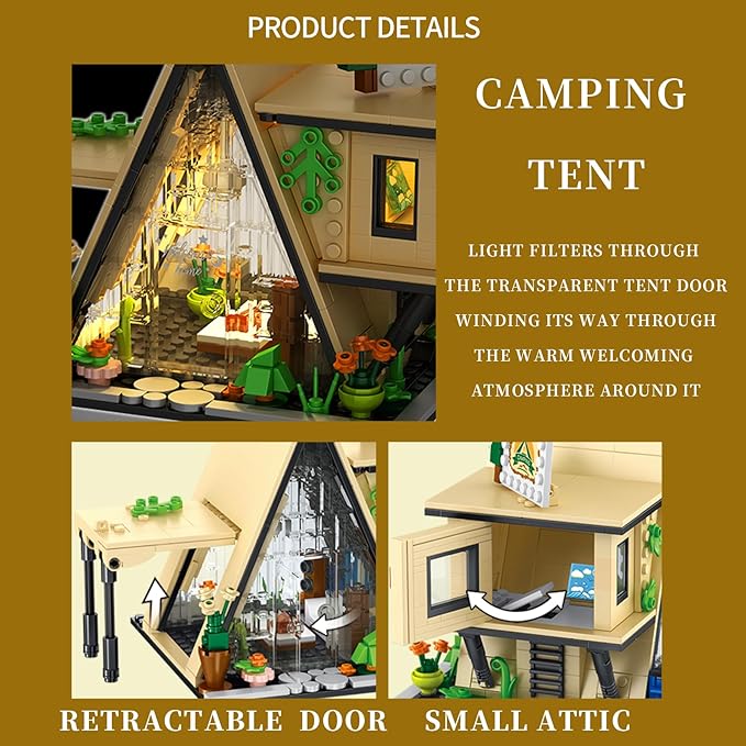 FANTASY&Co. Camping Tent Building Blocks Set - 579PCS, Adventure-Themed Playset for Kids 6+, STEM Educational Toy, Compatible with Lego