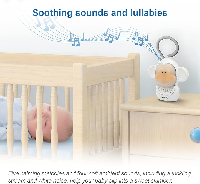 VTech DM1411 Audio Baby Monitor & Portable Soother Dual-Unit Rechargeable Battery, Long Range, Soft-Glow Night Light, Soothing Sounds & Lullabies, Digital Wireless Transmission, Sound Indicator