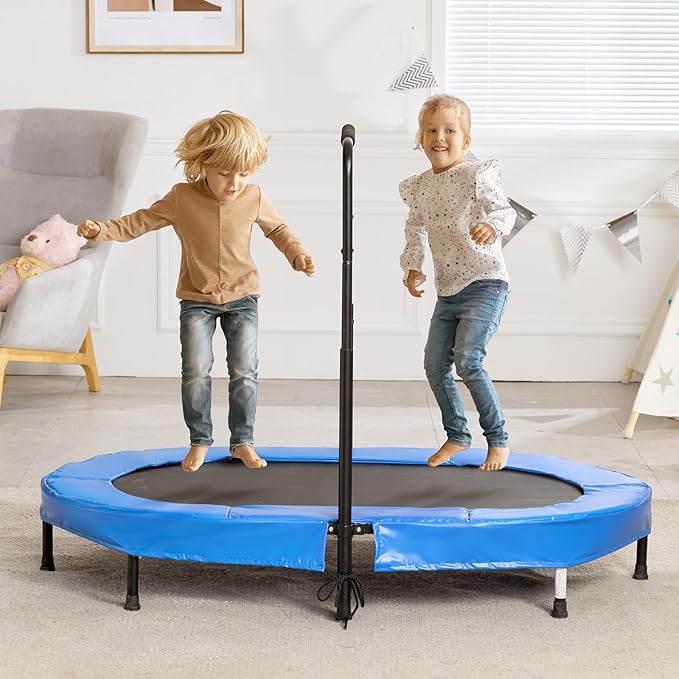 VEVOR 5FT Trampoline 50"/55"/56 * 35" for Indoor/Outdoor use for Toddlers, Foldable Mini Baby with Foam Handle, Recreational Birthday Gift