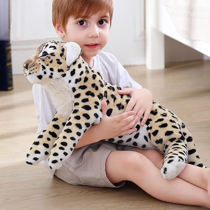 Cheetah Stuffed Animal, 23.6" Large Leopard Stuffed Animal Cheetah Stuffy Big Leopard Plush Toys Cute Realistic Stuffed Animals Jaguar Plush Birthday for Girls Boys