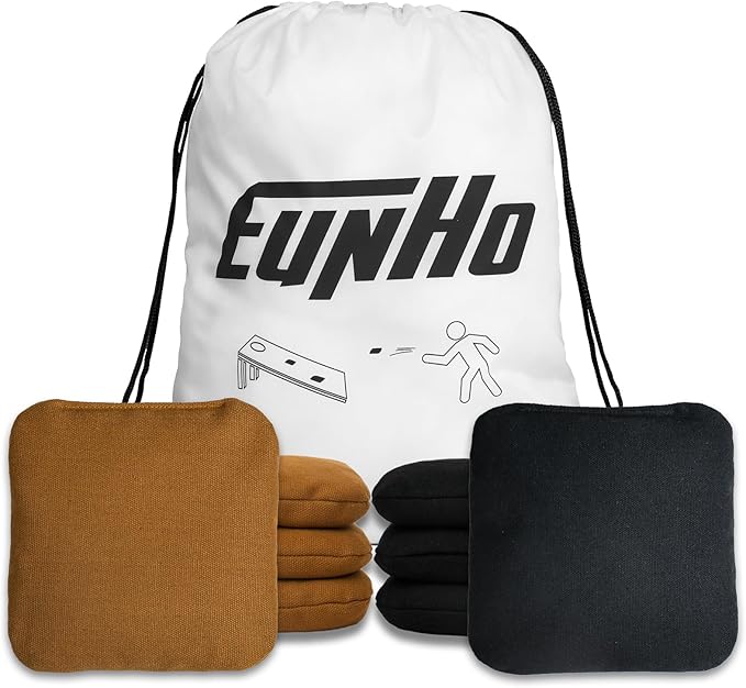 EunHo Cornhole Bags Set of 8 Regulation Size & Weight Corn Hole Bean Bags Official Professional All Weather for Tossing Game with Carry Case