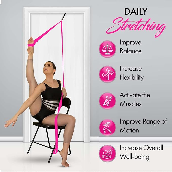 Stretching Strap With Door Anchor - Stretching Equipment to Improve Legs Flexibility - Splits Trainer For Home Ideal In Ballet, Dance, Cheerleading, Taekwondo, Yoga, Pole Dancing & Gymnastics