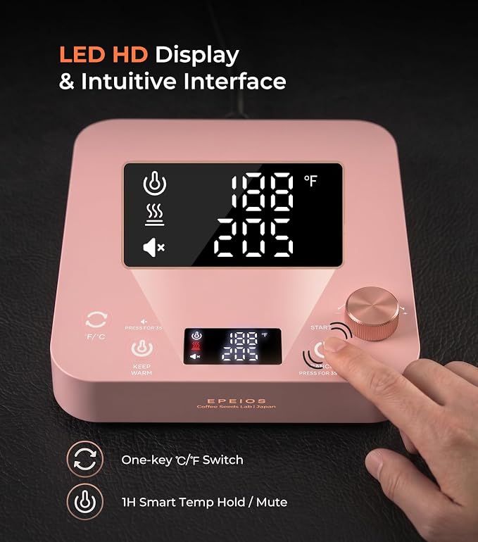 Epeios Electric Kettle, Gooseneck Electric Kettle with ±1°F Temperature Control, 1200W Rapid Heating for Pour Over Coffee & Tea, 304 Stainless Steel Interior, Auto Shut-Off, 0.9L, Pink