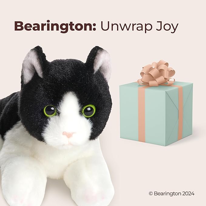 Bearington Collection Lil’ Domino Plush Cat Stuffed Animal, 8 Inch